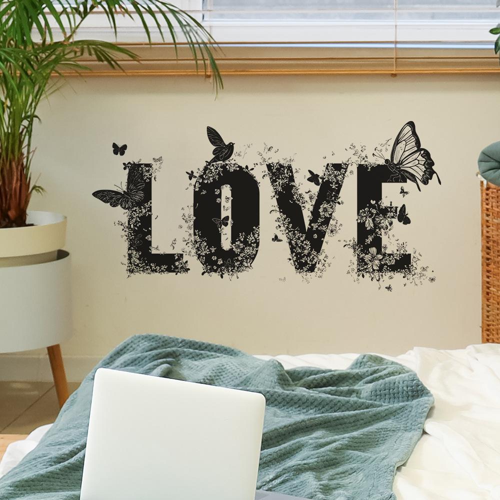 Creative English Letter "LOVE" Butterfly Bedroom Entrance Home Background Beautification Wall Stickers