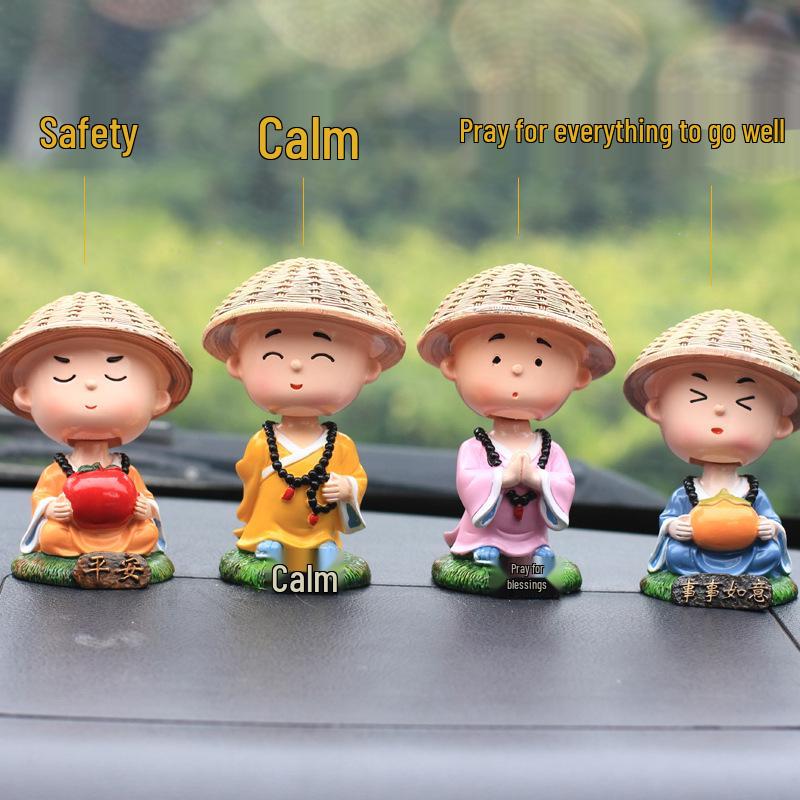 Creative Calm Monk Car Ornament: Cute Dashboard Decoration for Men and Women