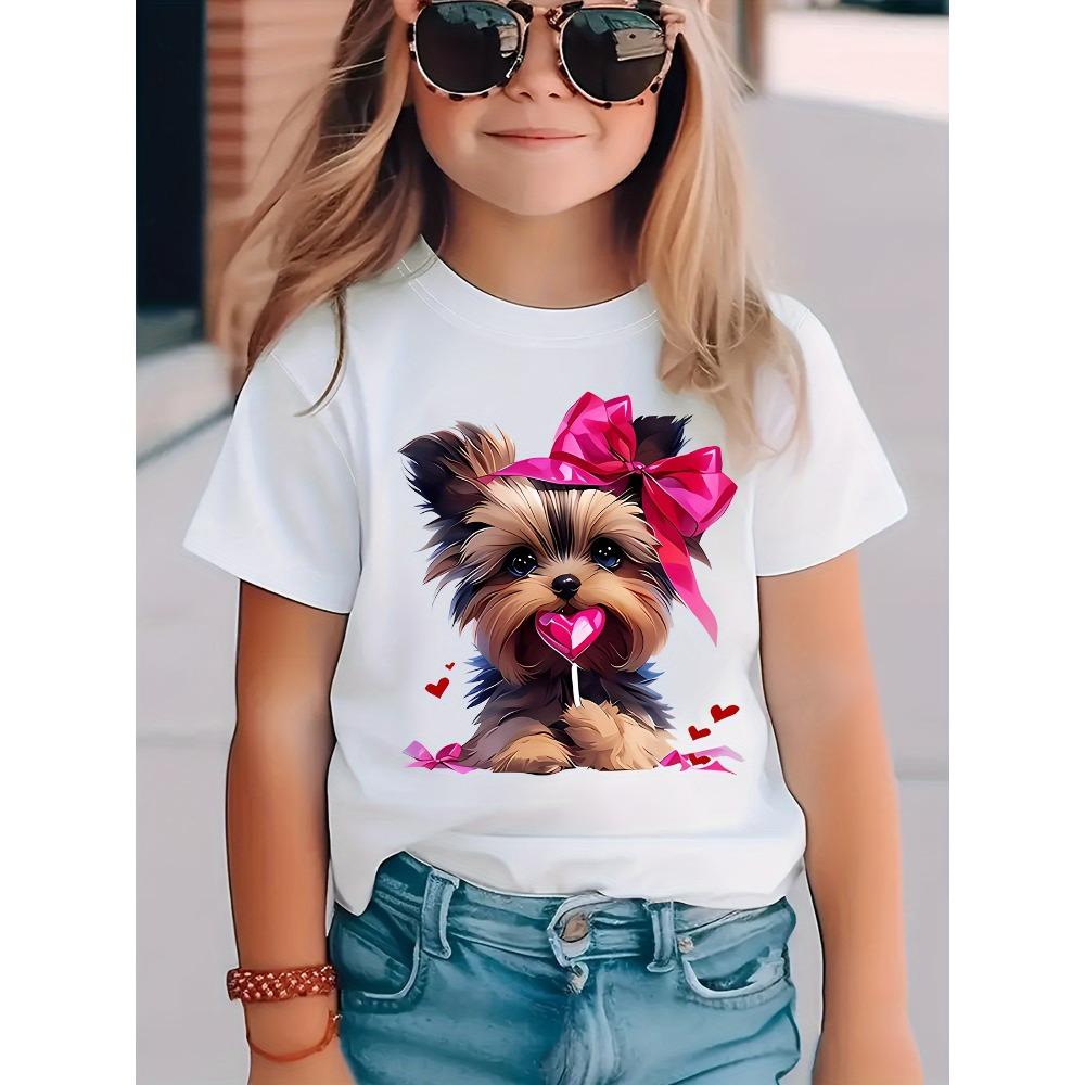 Kids Clothes Summer T-Shirt Cat 3D Printing Tops Casual Short Sleeve Tee Fashion Girl T-Shirts Crew Neck Children's T-Shirt