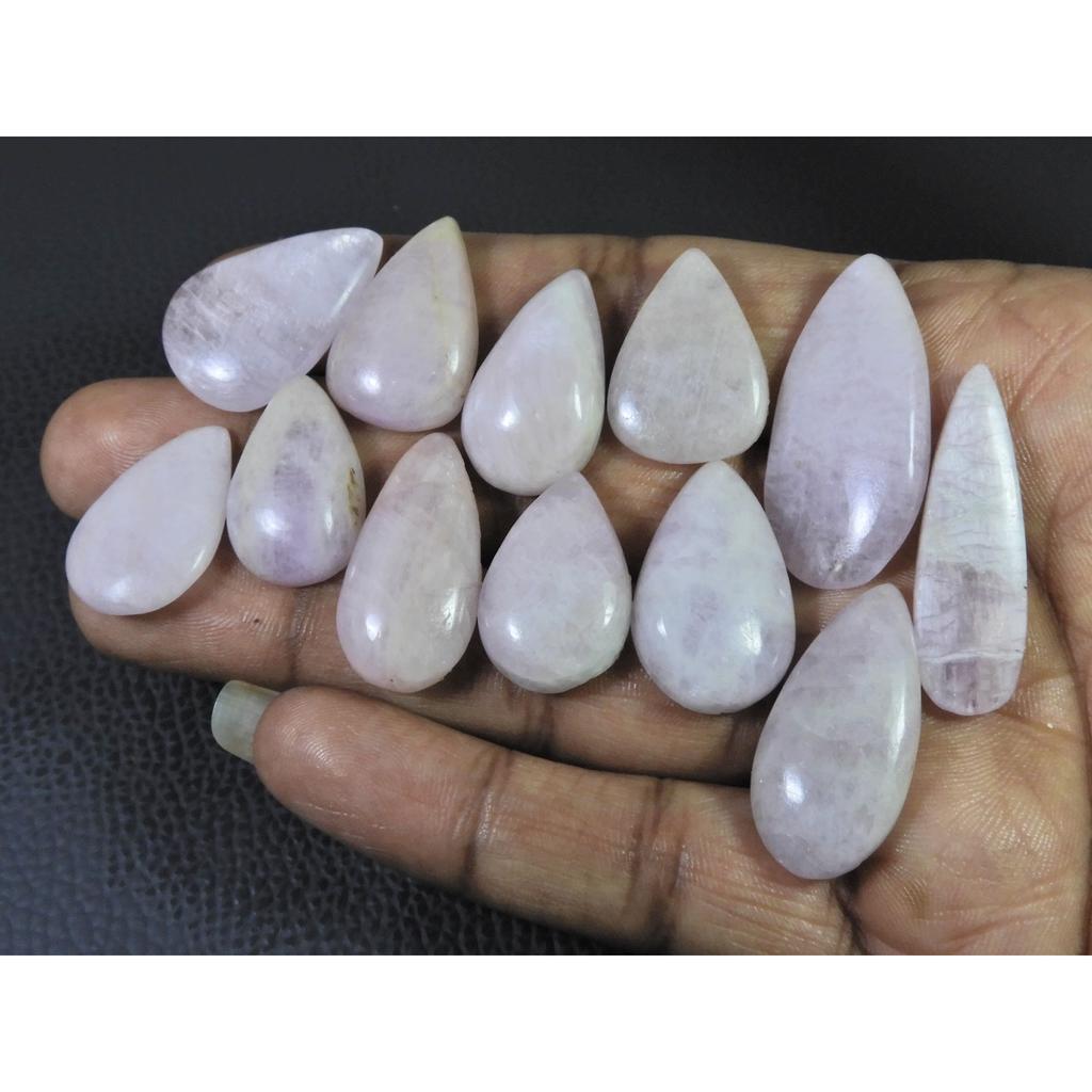 232Cts. Natural Pink Kunzite Pear Cabochon Gemstone 12Pcs Lot C-1157