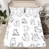 Cartoon Animal Kitten Pattern Bed Hat Four-Piece Bedding Set Bedroom Dormitory Bedding Decoration