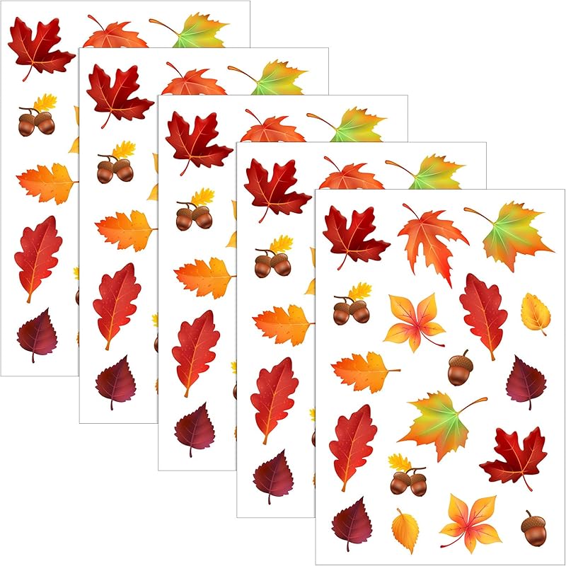 540 Pieces Thanksgiving Fall Autumn Leaves Stickers Maple Leaves Stickers for Thanksgiving Them Party Supplies and Classroom Decor