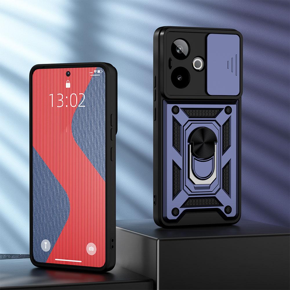 KEYSION Shockproof Armor Case for Realme GT 7 Pro Slide Camera Lens Protection Ring Stand Phone Cover for OPPO Realme GT 7 7T 5G
