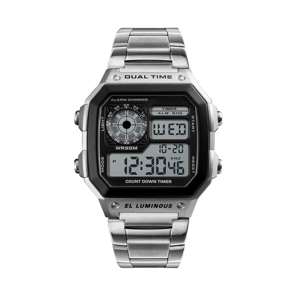   Sport Stainless Steel Men    Water-resistant Digital Backlight Man Wristwatch Male Relogio Musculino Chronograph