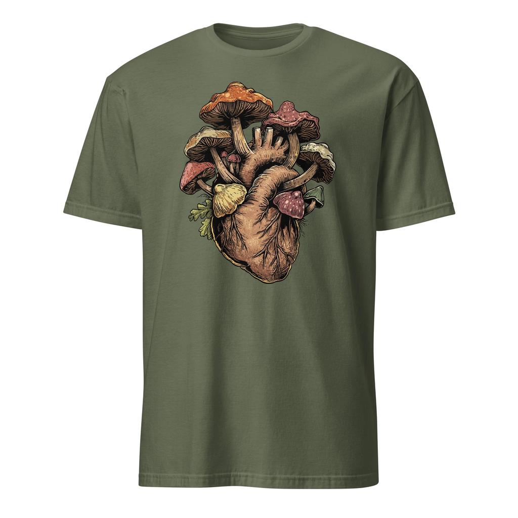Mushroom Shirt Anatomical Heart Mycology Fungi Foraging T-Shirt Size S-3XL Gift