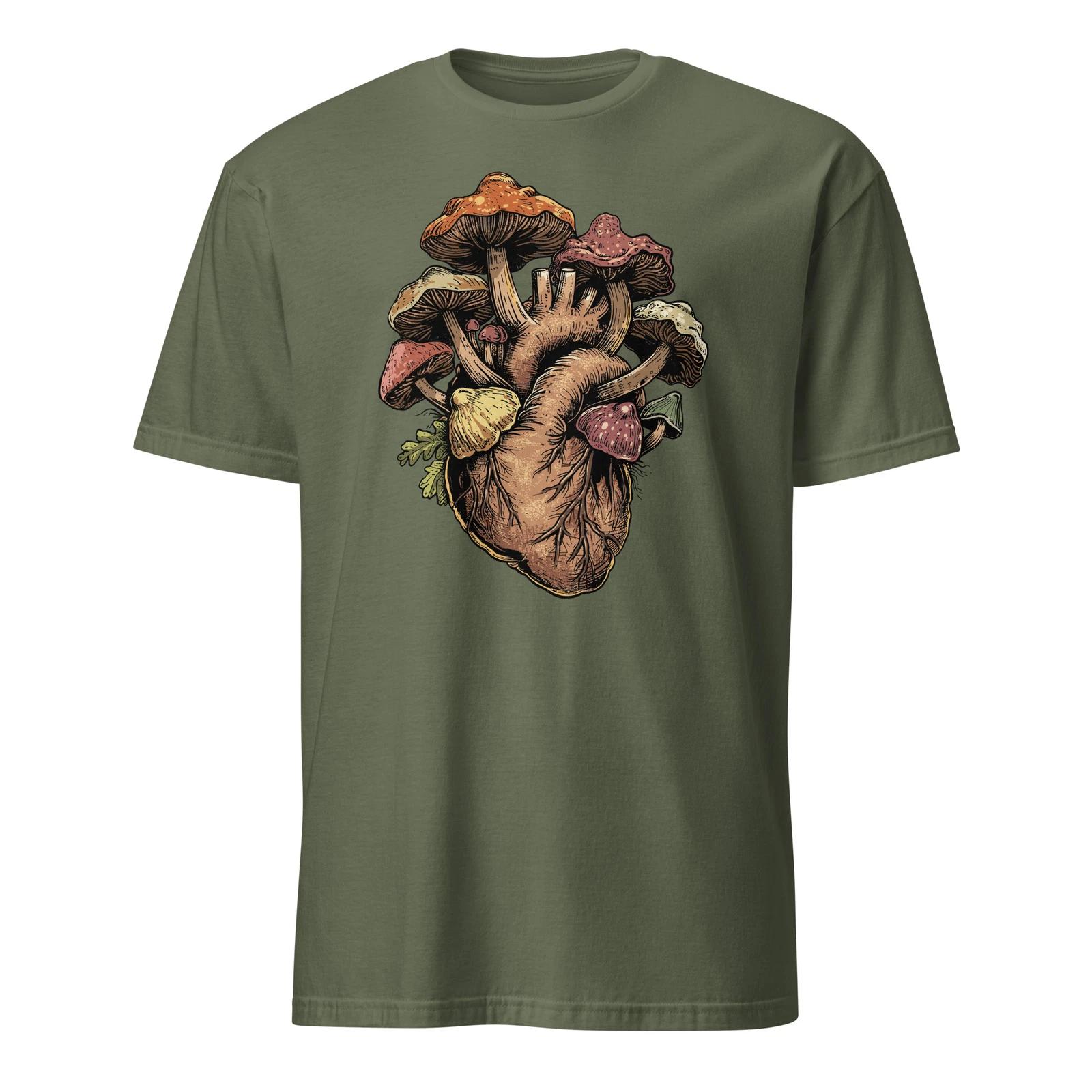 Mushroom Shirt Anatomical Heart Mycology Fungi Foraging T-Shirt Size S-3XL Gift M