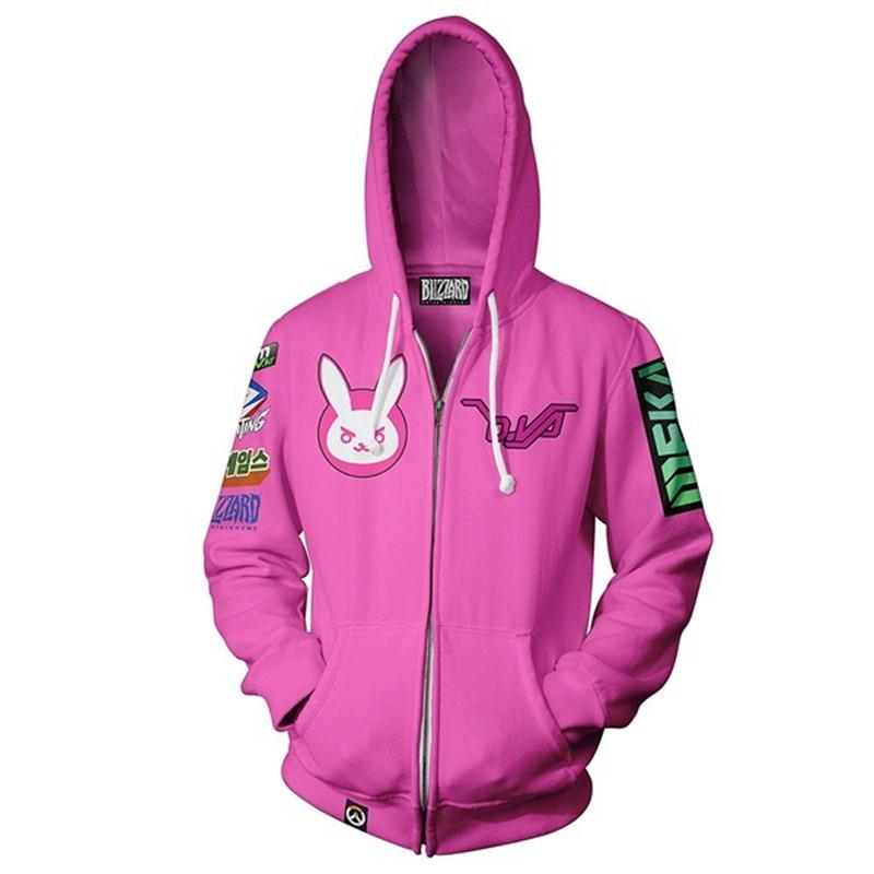 Anime Game Hoodie Sweatshirt 3D Printing Overwatches DVA DJ Cosplay Costume Women Men Couple Hooded Jacket Top Clothing