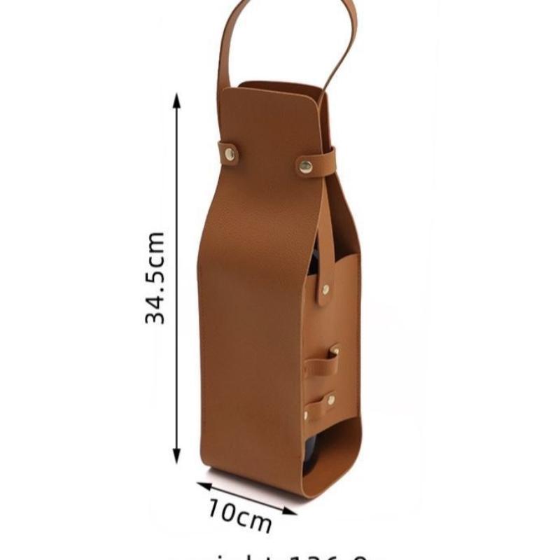 1 Pcs Elegant Reusable Wine Gift Bag Pu Leather Double Layer Champagne Gift Bag Durable Wine Tote Carrier