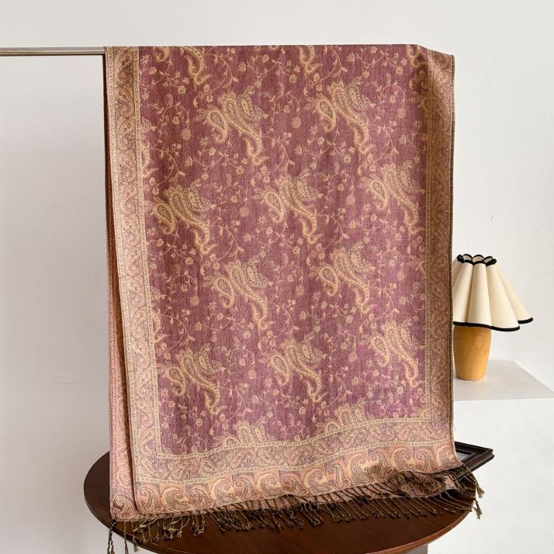 Vintage Elegant Paisley Printed Long Tassel Scarf For Women Travel