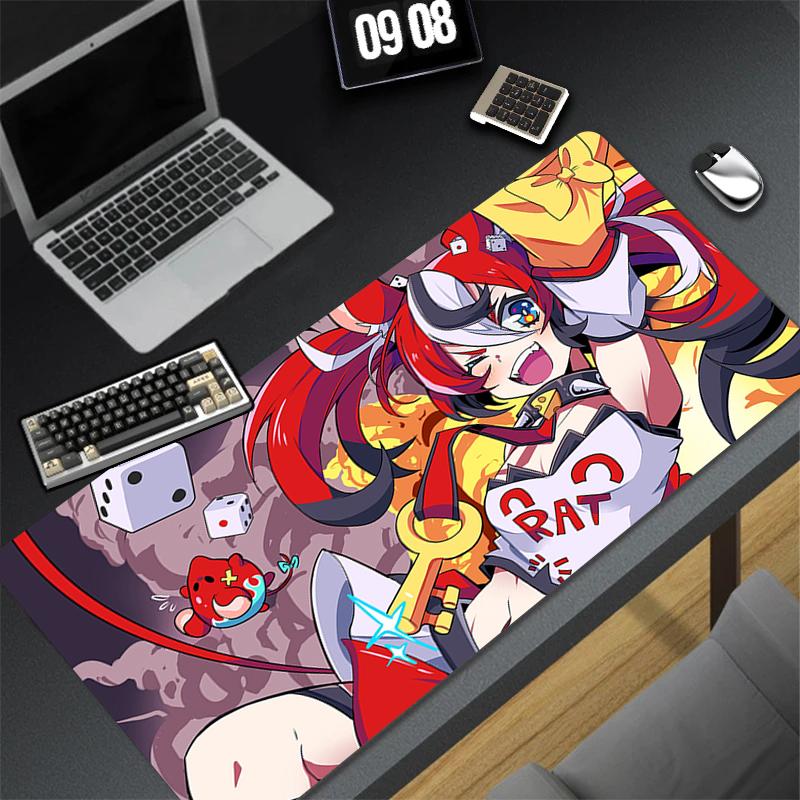 Gaming Mouse Pad Large Desk Mat Antislip Stitched Edges Cute Anime Girl Colorful Cartoon Print Waterproof Mat for Home