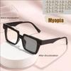 Light-sensitive Color-changing Mirror Personalized Color-blocking Flat-light Mirror Retro Square Frame Myopia Glasses 6132