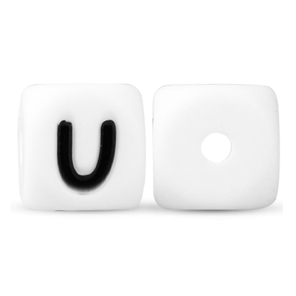 50Pcs/lot Silicone Bead Letters 12mm White Silicone Alphabet Beads DIY Bracelet Pacifier Chain Accessories For Jewelry Making