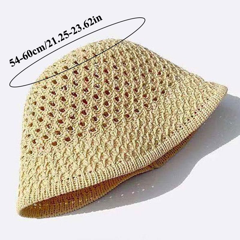 Straw Dome Weave Bucket Hat Hollow Out Breathable Sun Hats Female Beach Cap Foldable Outdoor Japanese Lesure Fishierman Caps