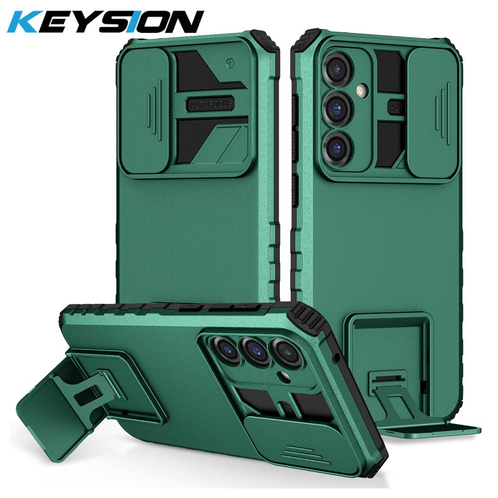

KEYSION Противоударный бронированный чехол для Samsung A56 A36 5G со сдвижной защитой объектива камеры и подставкой для просмотра видео для Galaxy A16 5G for Samsung A56 5G зелёный