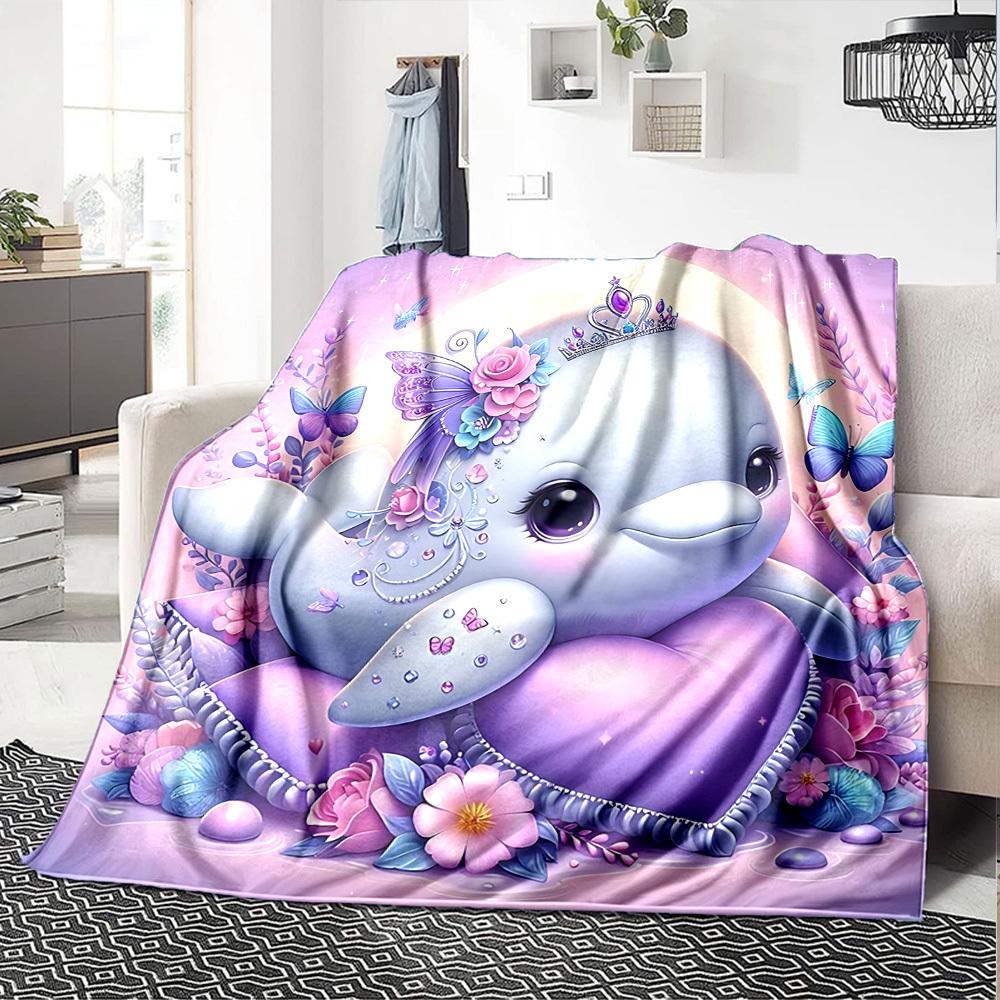 1pc Dolphin Princess blanket Lightweight Flannel Throw for Sofa Bed Travel Camping Livingroom Office Couch Chair