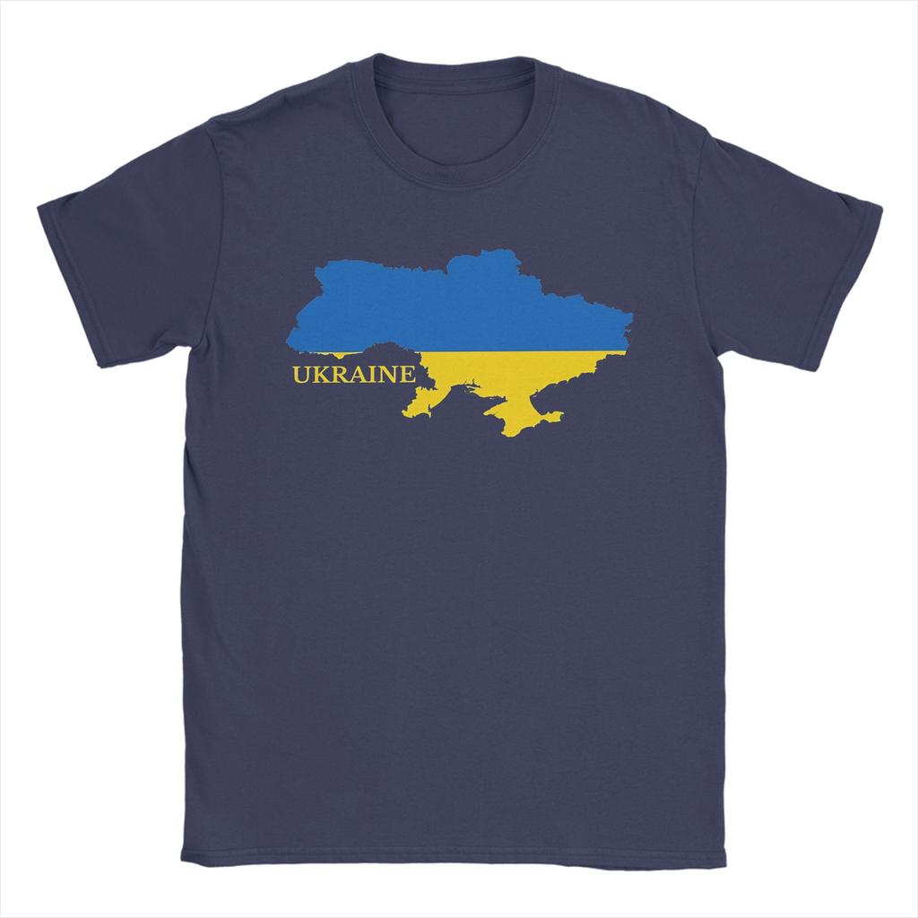 Ukraine Flag Map TShirts Unisex  Creative Pure Cotton Tee Shirt Crew Neck Short Sleeve T Shirts Printed Clothing