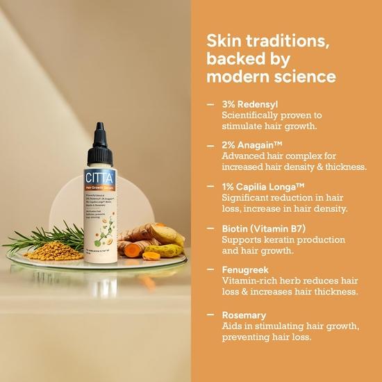CITTA Hair Growth Serum | Boosts Hair Growth, Activates Follicles & Prevents Thinning | Biotin, Rosemary & Fenugreek Oil | 50ml