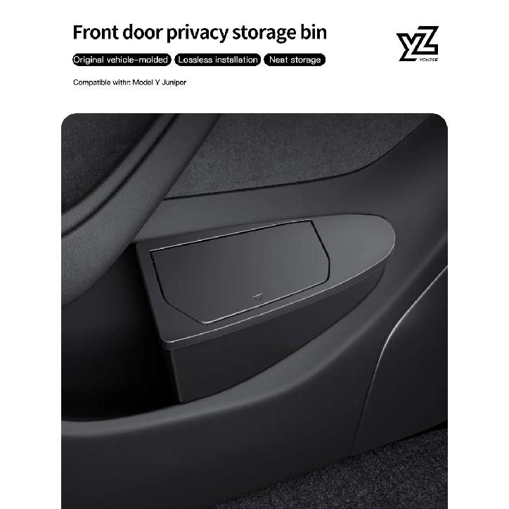 YZ Front Door Storage Trash Can for Tesla Model Y Juniper 2025 Car Door Storage Box Multi Functional Organizador Car Accessories