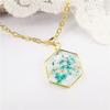 1Piec Natural Plant Resin Dried Flower Pendants Necklace Handmade Jewelry Real Flower Geometric Necklace For Women 45cm Long