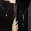 Niche Design Stainless Steel Triangular Box Chain Women's Necklace Long High-end Sweater Accessories Matching