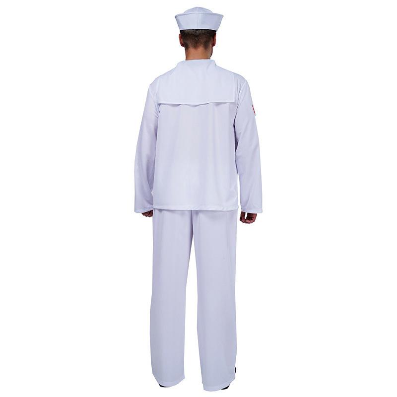 Costume de Fête d'Halloween Homme Adulte Cosplay Costume de Marin Blanc Costume de Spectacle