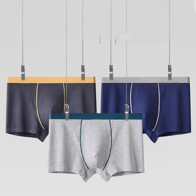 3 Pieces Mid‑Waist Underwear Men's Cotton Panties Breathable Comfort Elastic Waist Plus Size Boxer Briefs L To 6XL