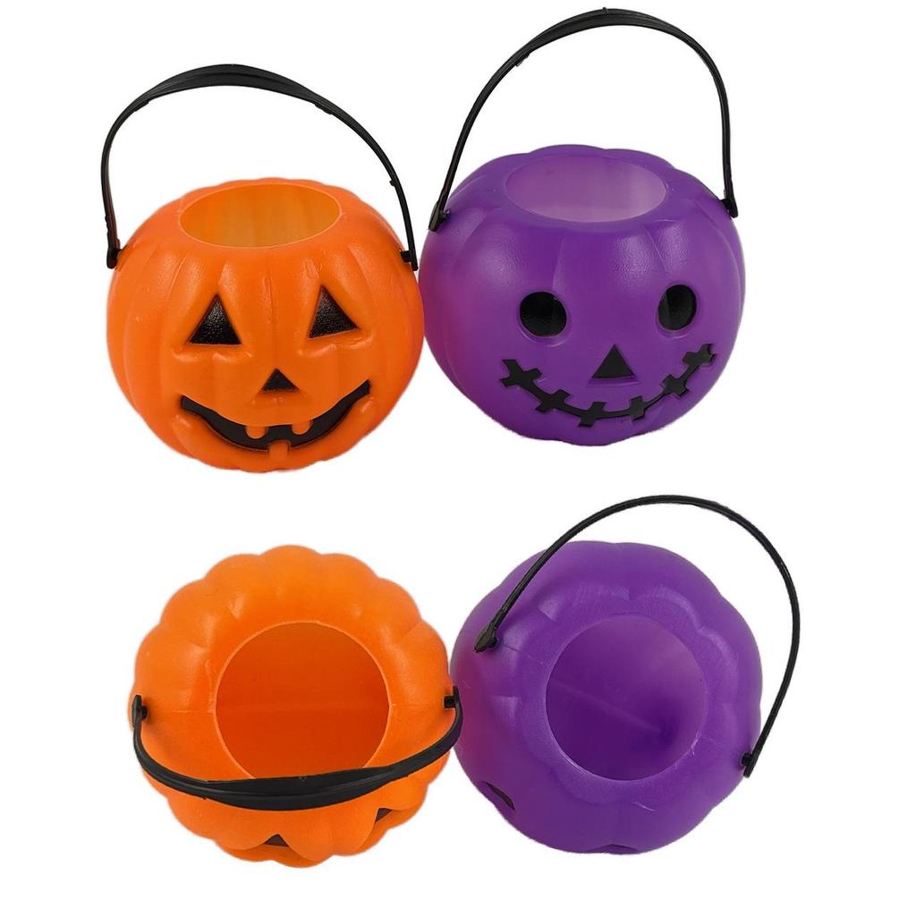 Halloween Pumpkin & Ghost Buckets: Witch, Purple Pumpkin, Skull Decorations