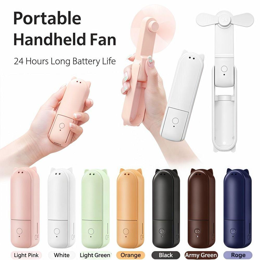 USB Rechargeable Handheld Mini Fan 3 Gears Pocket Silent Fan Folding Flashlight Fan  Summer Outdoor