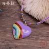 New wear colorful dripping love beaded necklace, small fresh women's simple heart-shaped small pendant