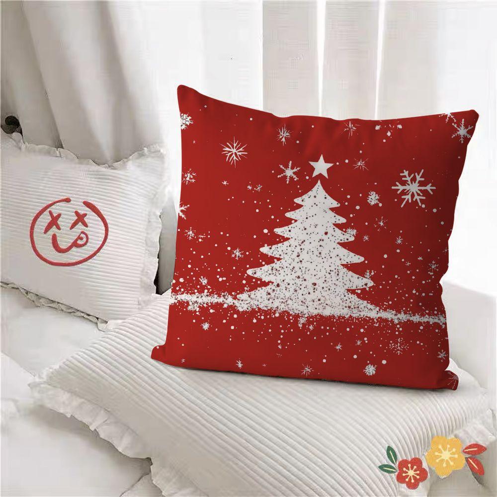 Home Christmas Double sided Printed Pillow Snowy Day Christmas Double sided Christmas Gift Pillowcase Cute Cushion Waist Pillow