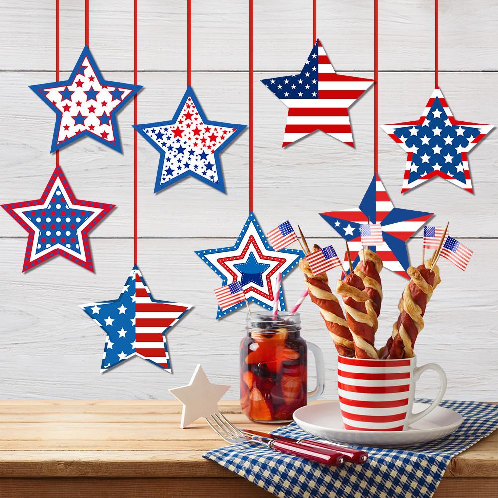 Themed Day Independence Star Shaped Hanging Ornaments Scene Arrangement Props