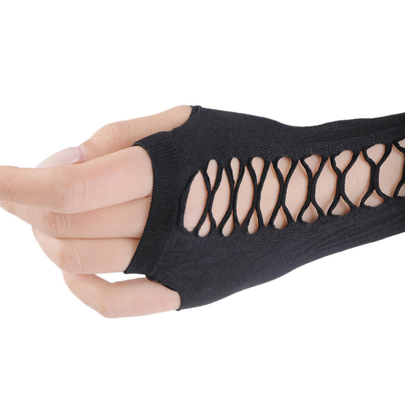 1-5Pairs Mesh Arm Sleeve Gloves Stretch Sun Protection Sleeves For Women Hip Hop Rock Gloves Black Hollow Out Fingerless Gloves