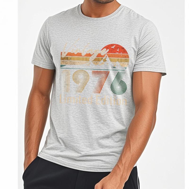 men brand tshirt Vintage summer Teenagers t shirt Vintage 1976 Limited Edition Mountain Sunset Short Sleeve Adult Oneck tops