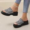 Large Size One-character Slippers Women's New Wedge Heel Thick-soled Fashion Casual Slippers