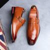 Men's Business Leather Shoes Square Toe Slip-on Buckle Mens Dress Office Formal Shoe Men Fashion Wedding Party Flats