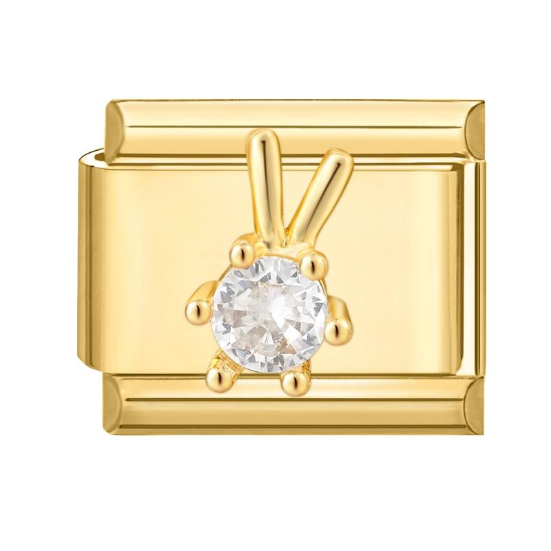 Vintage Zircon Cherry Heart Butterfly Star Bee Golden Italian Charm Links Fit 9mm Stainless Steel Bracelet Women DIY Making Gift