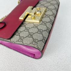 [Pre-Owned] Padlock Metal Lock Logo Chain Canvas Leather Bag - Excellent #AN3W90