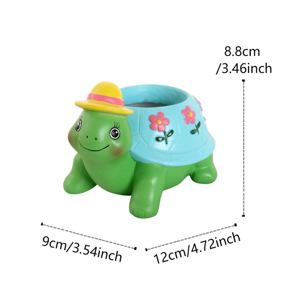 1 cute turtle flowerpot, fun home windowsill animal shaped flowerpot, hand-painted resin handicraft