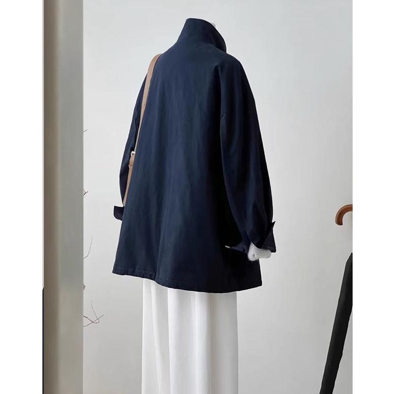 Women's High-End Stand-Up Collar Trench Coat - 2024 Autumn/Winter, Small Size, Korean Hepburn Style