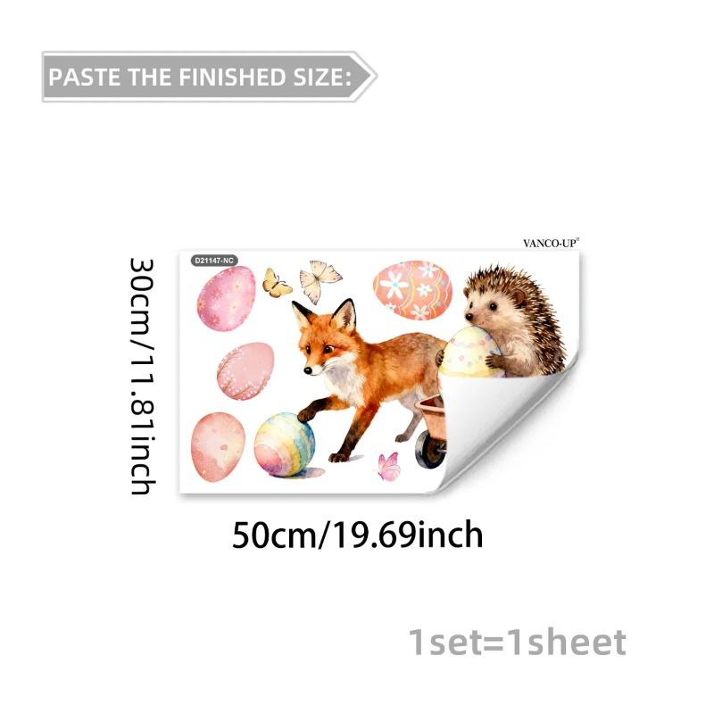 New Easter Flower Rabbit Sticker Self-Adhesive Waterproof Wall Stickers PVC Removable Wall Decal Window Decoration