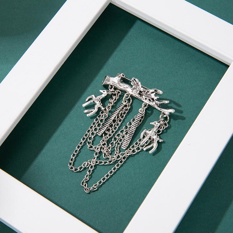 

Европейская и американская многослойная цепочка-брошь - стильный британский значок с цветком для универсального украшения одежды