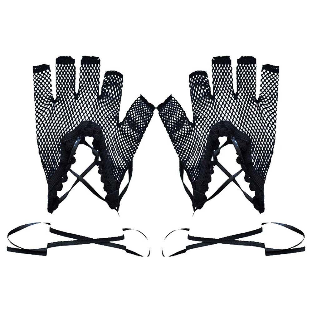 Accessories Punk Girls Black Nylon Women Fishnet Gloves Long Gloves Fingeless Mittens Net Mitten