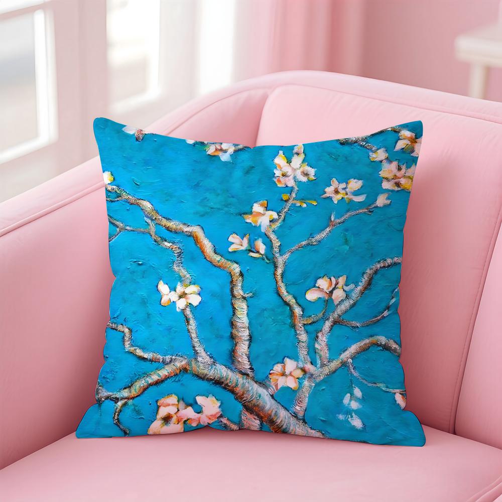 Watercolor Painting of Orchid Plants Cushion Cover Pillow Case Soft Skin Friendly Fabric  Concealed Zipper