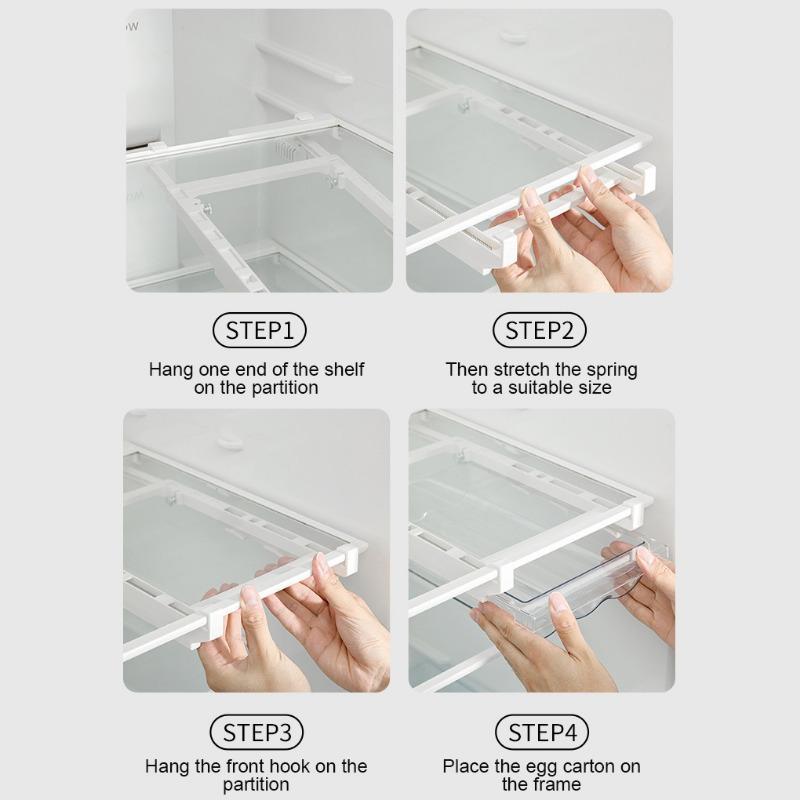 Pull-out Transparent Egg Storage Container Tray Dispenser Refrigerator Cupboard Drawer Reusable Vegetable Organizer Supplies