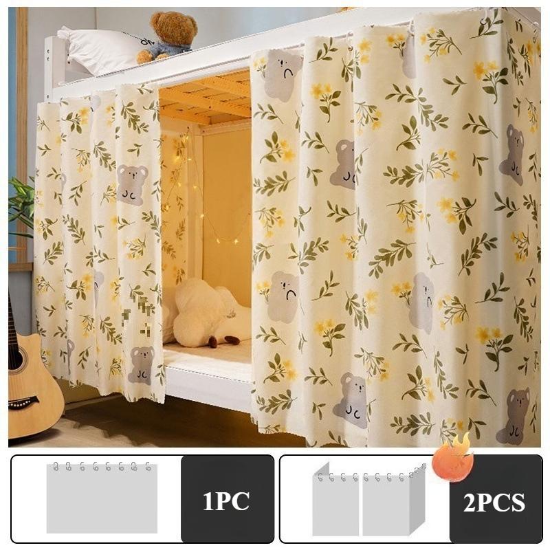 2025 Printed Student Dormitory Beds Curtains Canopy with Rope Clasp College Shade Cloth Mosquito Nets Dustproof 1.15/1.35m High