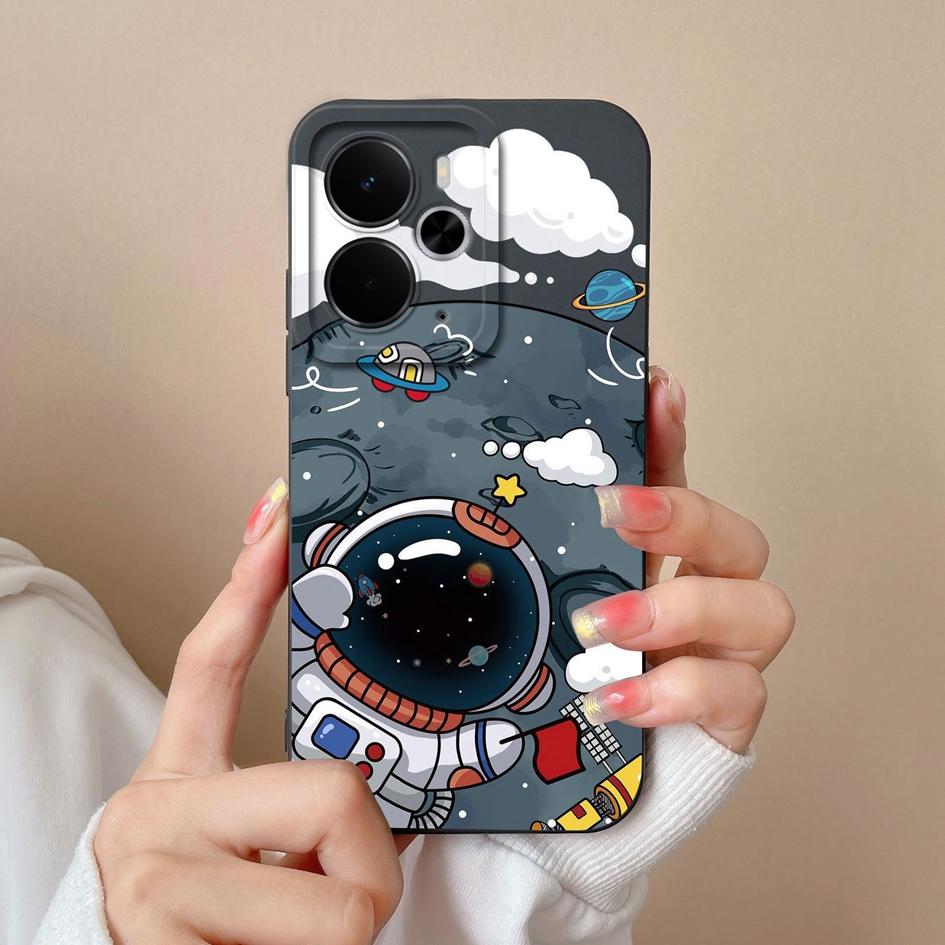 Custodie per telefono carine da astronauta per Oppo Realme C75x 14 14T 14X P3 Narzo 10 30 60 A5 Pro Silicone liquido liscio di alta qualità Guscio antiscivolo per custodie Oppo