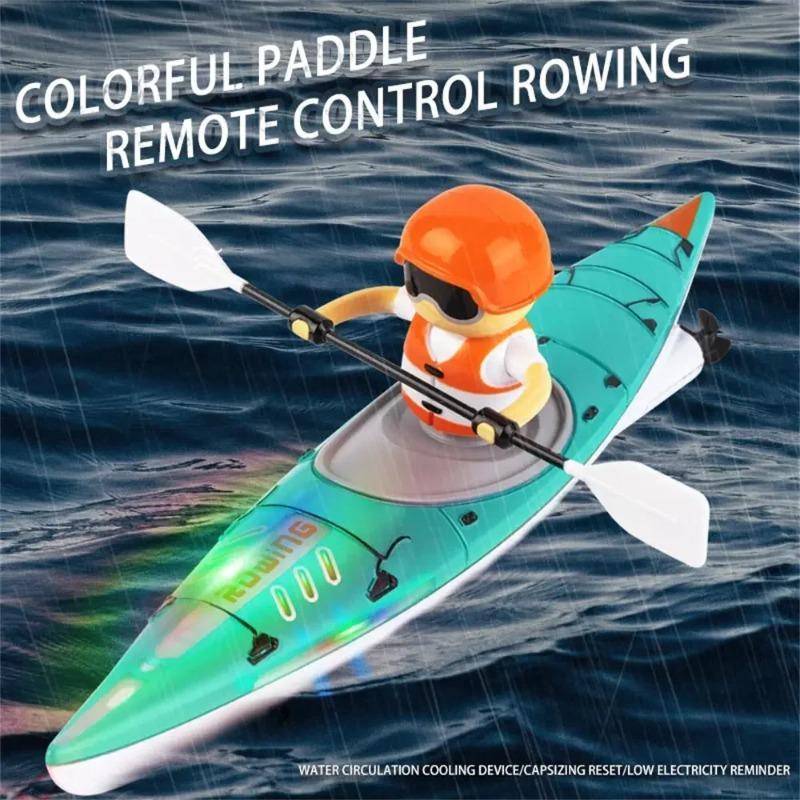 Rc Boat Kayak Racing Ship 2.4G Remote Control Rowing Boat Paddling Water Competition Games Summer Outdoor Toy for Boys Kids Gift