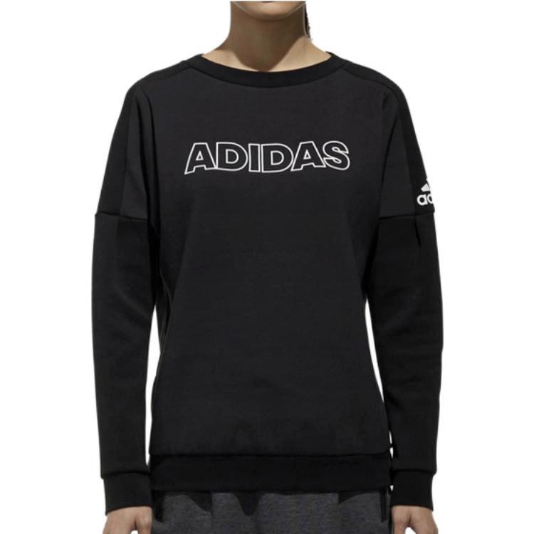 Adidas Comfortable Crew Neck Pullover Long Sleeve American Sweatshirt Women Sweatshirt Black DV3318