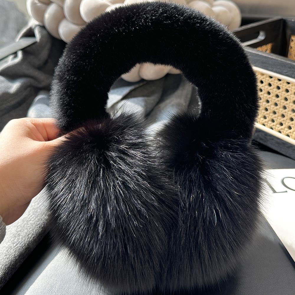 Girls fox fur ear coverings scarf For women, winter warmth, fur ear protectors, cute fur ear bags, Windproof, cycling earmuffs