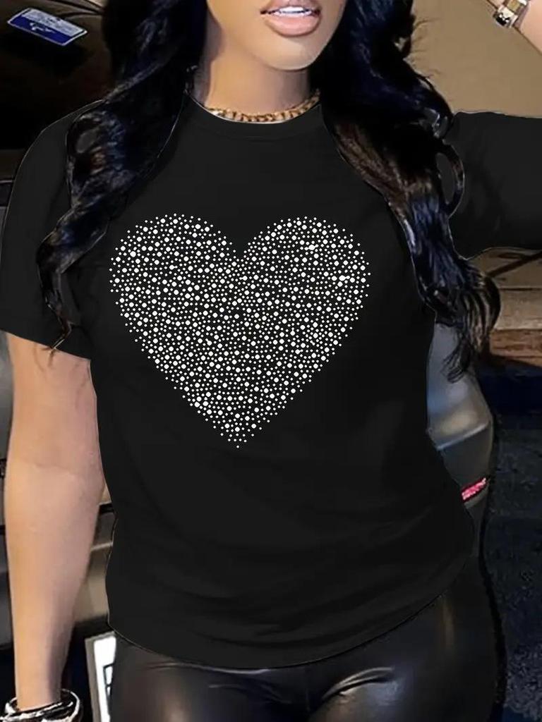 Valentinstag Herz Rundhals Damen Kurzarm Oberteil - Kostenloser Versand